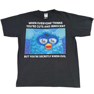 Furby Funny Meme T Shirt Hasbro 2020 Cute Innocent Secretly Evil Mens L